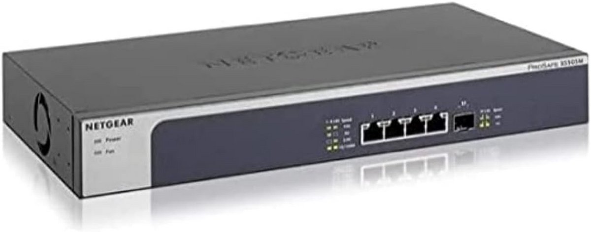 NETGEAR XS505M 5 Port 10G Multi-Gigabit Ethernet Unmanaged LAN Switch (with 1x 10G SFP+, Desktop or Rack Mount with ProSAFE Lifetime Warranty) Black, Grey