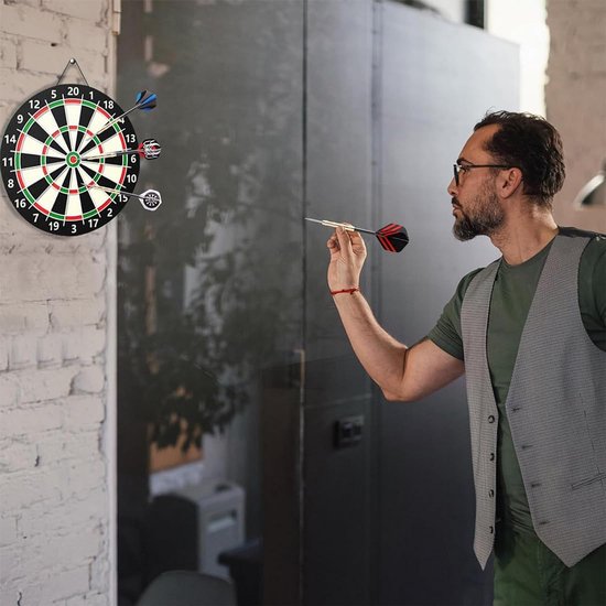 18 professionele dartpijlen van staal, dartset met schacht en flights, dartpijlen met metalen punt, 6 patronen, perfect voor familie, feestjes en Kerstmis, cadeau, beginners en amateurs — afbeelding 3