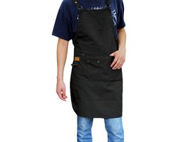 Nanxson Unisex schort kookschort slabschort verstelbaar werk schort met zakken voor keuken/restaurant/café CF3106, zwart, M