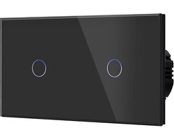 BSEED Dubbele dimschakelaar voor ledlampen, touch-lichtschakelaar van glas, zonder wifi-schakelaar, 240 V voor perfecte sfeerverlichting, 1-voudig, 1-weg, zwart