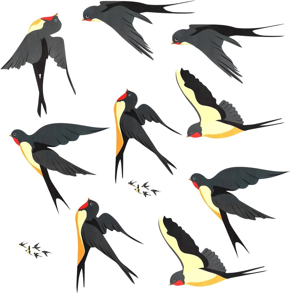 Set van 10 Anti-Collisie Raamstickers voor Glasramen en Deuren, Voorkom Vogelbotsingen met Static Adhesive en Zonlichtreflectie
