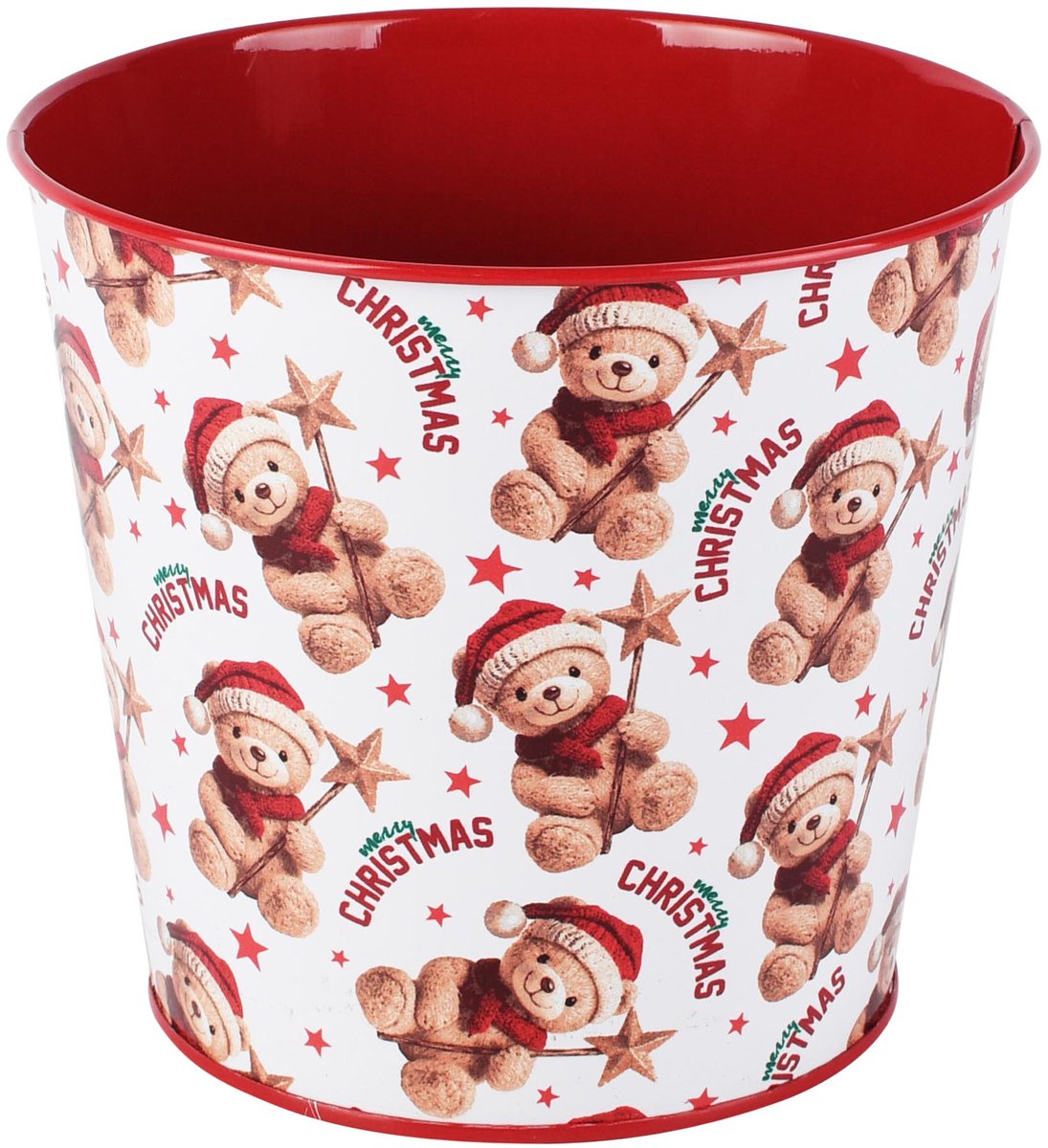 Dekoratief | Bloempot 'Festive Teddy', metaal, 15x15x14cm | A265609