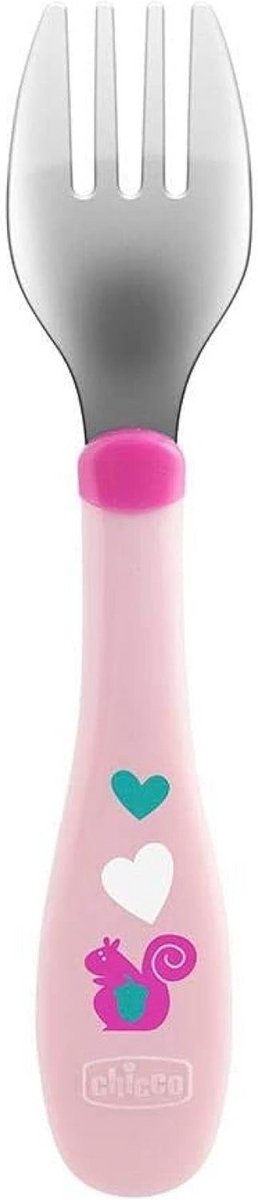 Kindervork en Lepel Set 18 Maanden+ RVS - Ergonomisch Bestek Roze