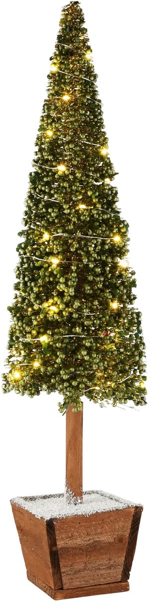 Dekoratief | Deco boom op voet, groen, pvc, LED, 17x17x75cm | A265308