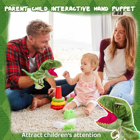 Pluche Handpop Dinosaurus Speelgoed voor Kinderen Educatief en Interactief — afbeelding 4