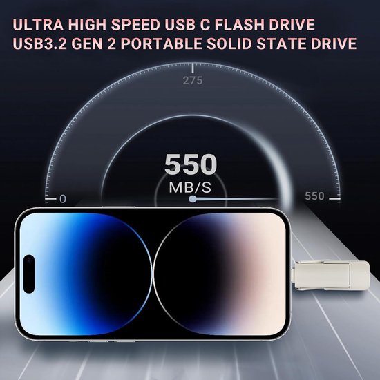 Snelle 512 GB USB-C en USB-A Flash Drive Externe SSD — afbeelding 3