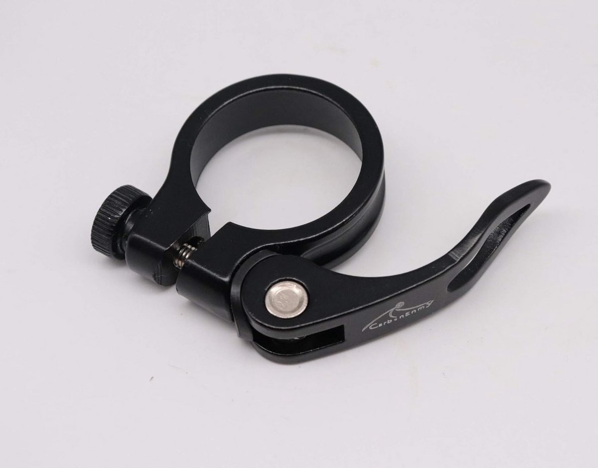 Aluminium zadelklem met snelspanner - 35 mm - zwart