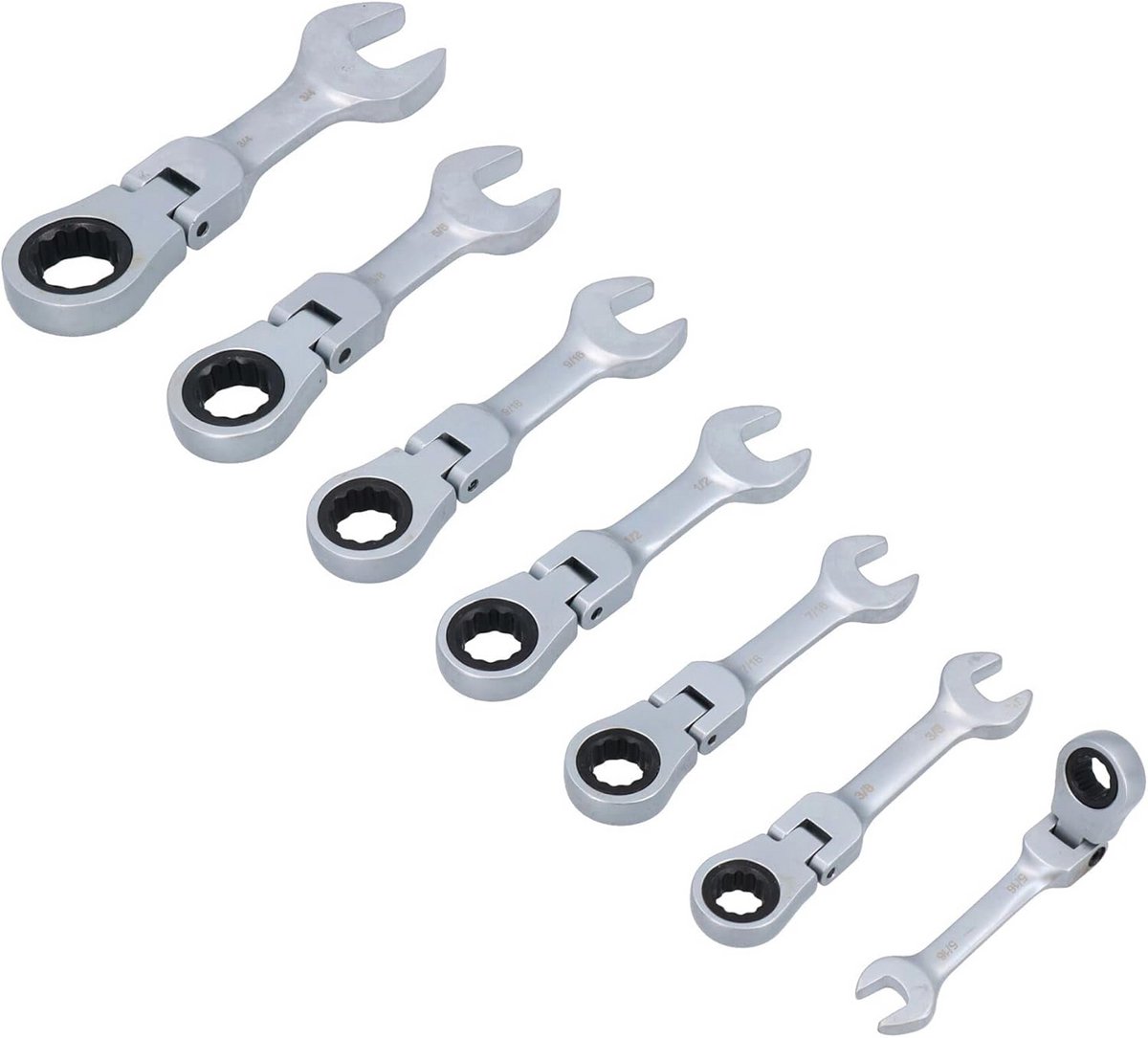 SAE AF Stubby Flexi Ratelsleutel Set 7-delig 5/16" - 3/4"