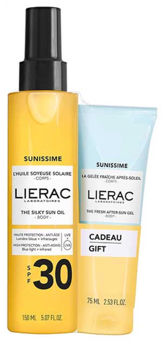 Lierac Sunissime L'Huile Soyeuse Solaire Corps SPF30 150 ml + La Gelée Fraîche Après-Soleil Corps 75 ml Gratis