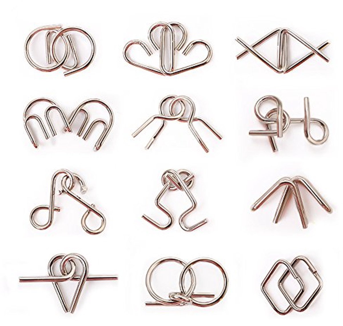 Metalen Draad Puzzel Set - 12 Stuks Hersenkrakers Voor Volwassenen en Kinderen - Educatief en Uitdagend Spel