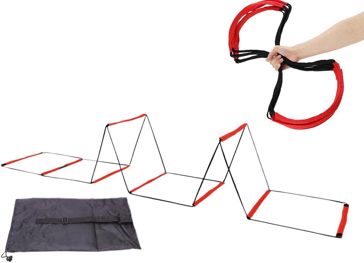 Snelheidsladder Training - Agility Ladder - Verbeteren Coördinatie - Verstelbare Sportoefeningen - 42x42 cm - Rood