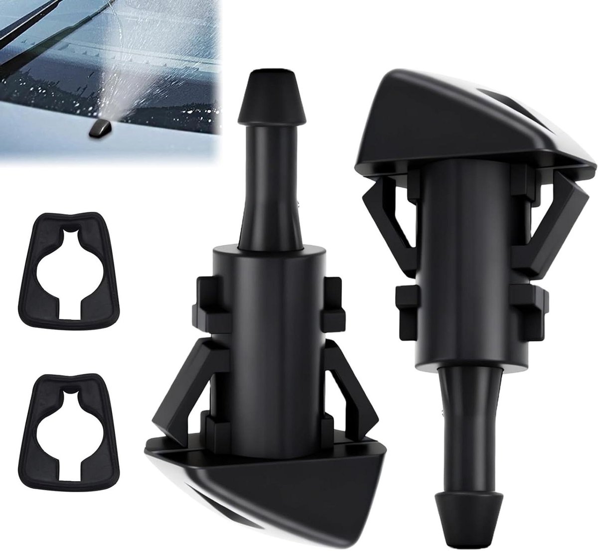 Voorruit Sproeiers - Waspomp Nozzles - Heldere Zichtbaarheid - Duurzaam Nylon Materiaal - 2 Stuks - Zwart