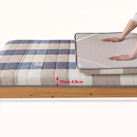 Draagbare Matras - Japanse Futon - Comfortabel Slapen - Opvouwbaar Ontwerp - 180 x 200 cm - Grijs — afbeelding 3