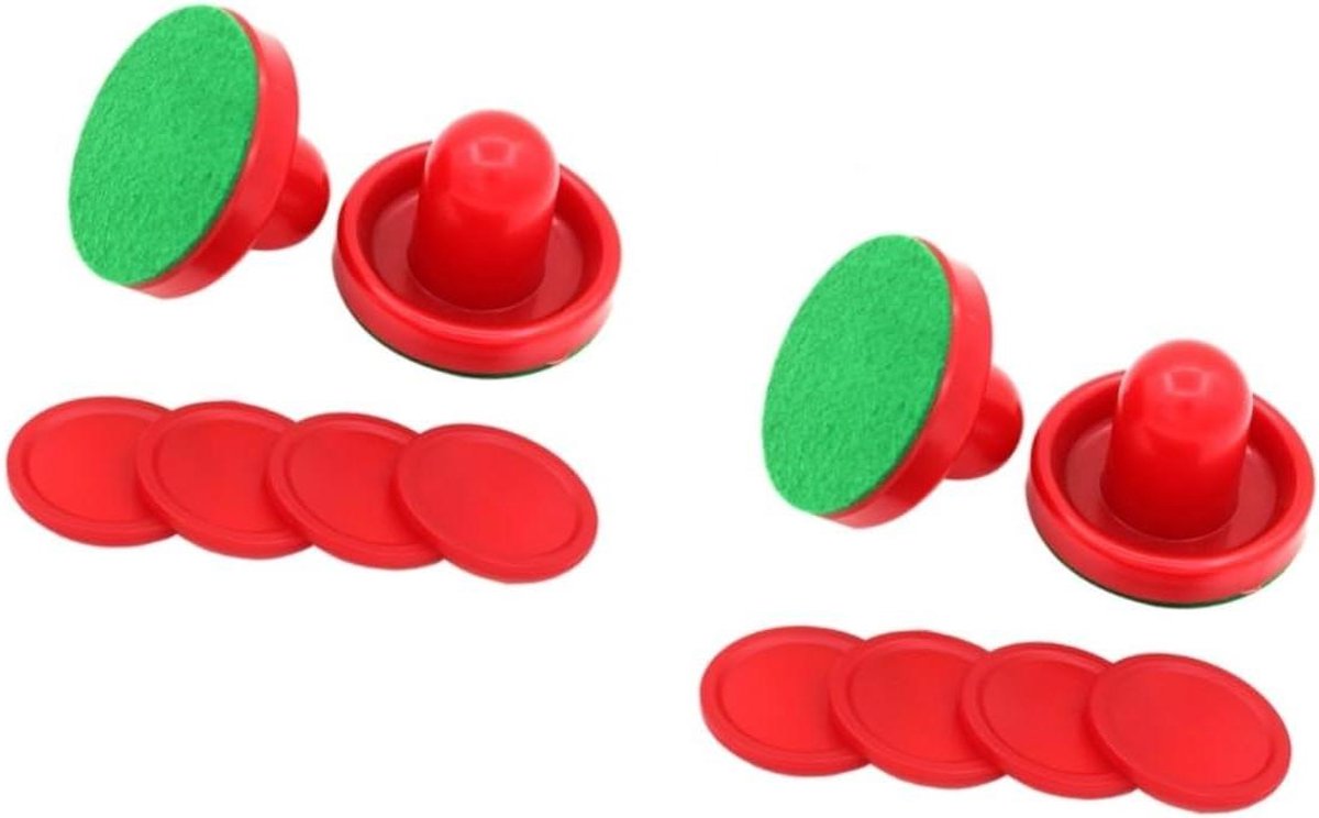 Airhockey Set - Puck en Putter - Spel Vervanging - Ergonomisch Ontwerp - 8 Stuks - Rood