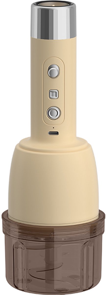 Vleesmolen-vleesmolen electrisch-gehaktmolen-Keukenblender voor huishoudelijk gebruik - elektrische vleesmolen/vacuümmolen - beige - 25,5 x 9 cm