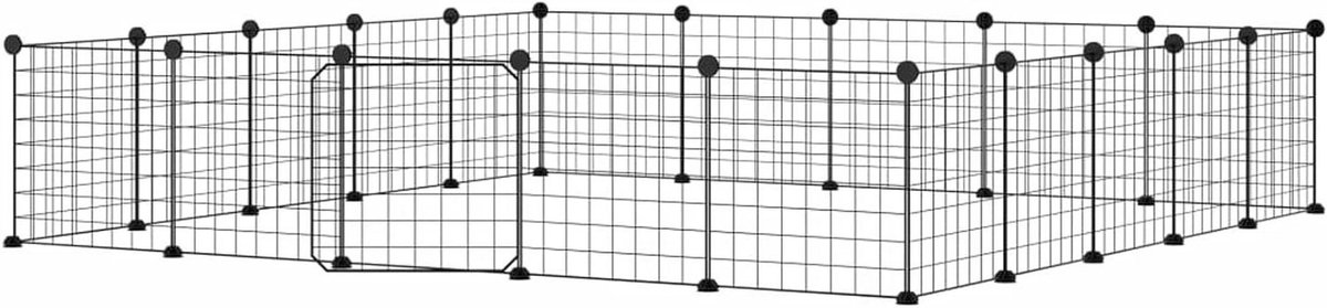 Huisdieren Ren - Dierenkooi Outdoor - Veilig Spelen - Modulair Paneelontwerp - 20 Panelen - Zwart