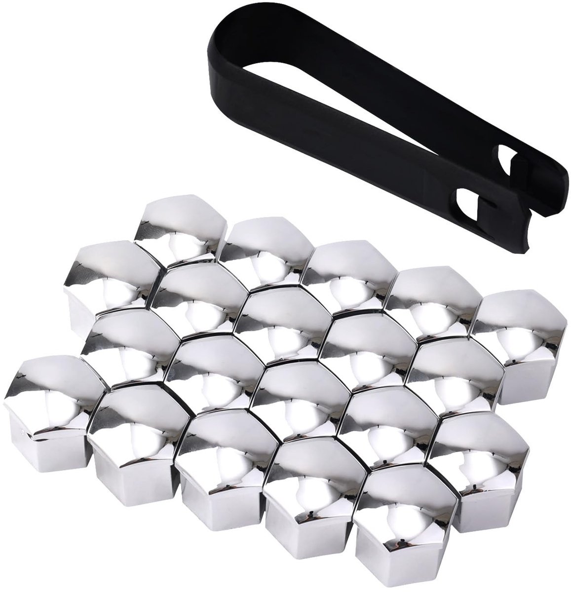 MTTproducts- Wielmoerdoppen 20 Stuks - Zeskantmoerdoppen 19mm - Verwijdergereedschap - PA-kunststof - Auto-exterieuraccessoires - Betrouwbaar en sterk - Wielmoerkappen