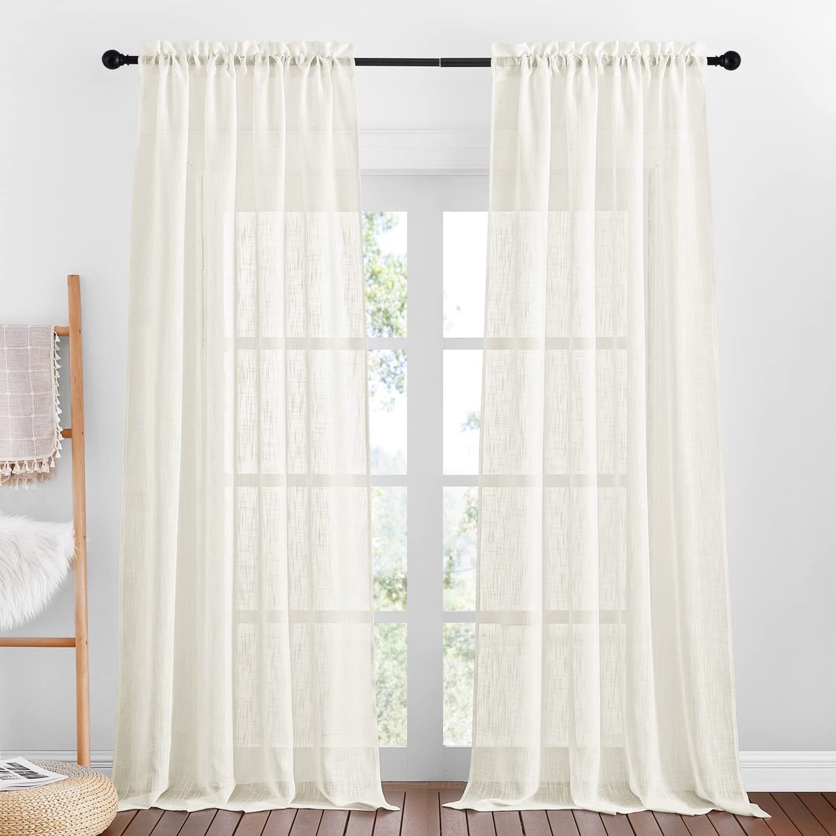 NTH products- Gordijnen Set van 2 - H 240 x B 132 cm - Halftransparant - Linnenlook - Stangdoorvoer - 100% Polyester - Raamdecoratie