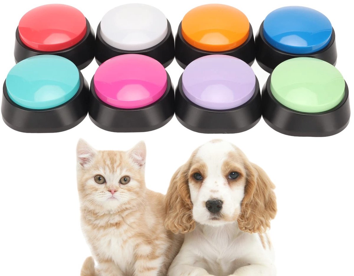 MTTproducts- Honden Knoppen Set van 8 - 30 Seconden Opname Tijd - Honden Training - Draagbaar - Eenvoudig in Gebruik - Batterijen Niet Inclusief - Hondentraining
