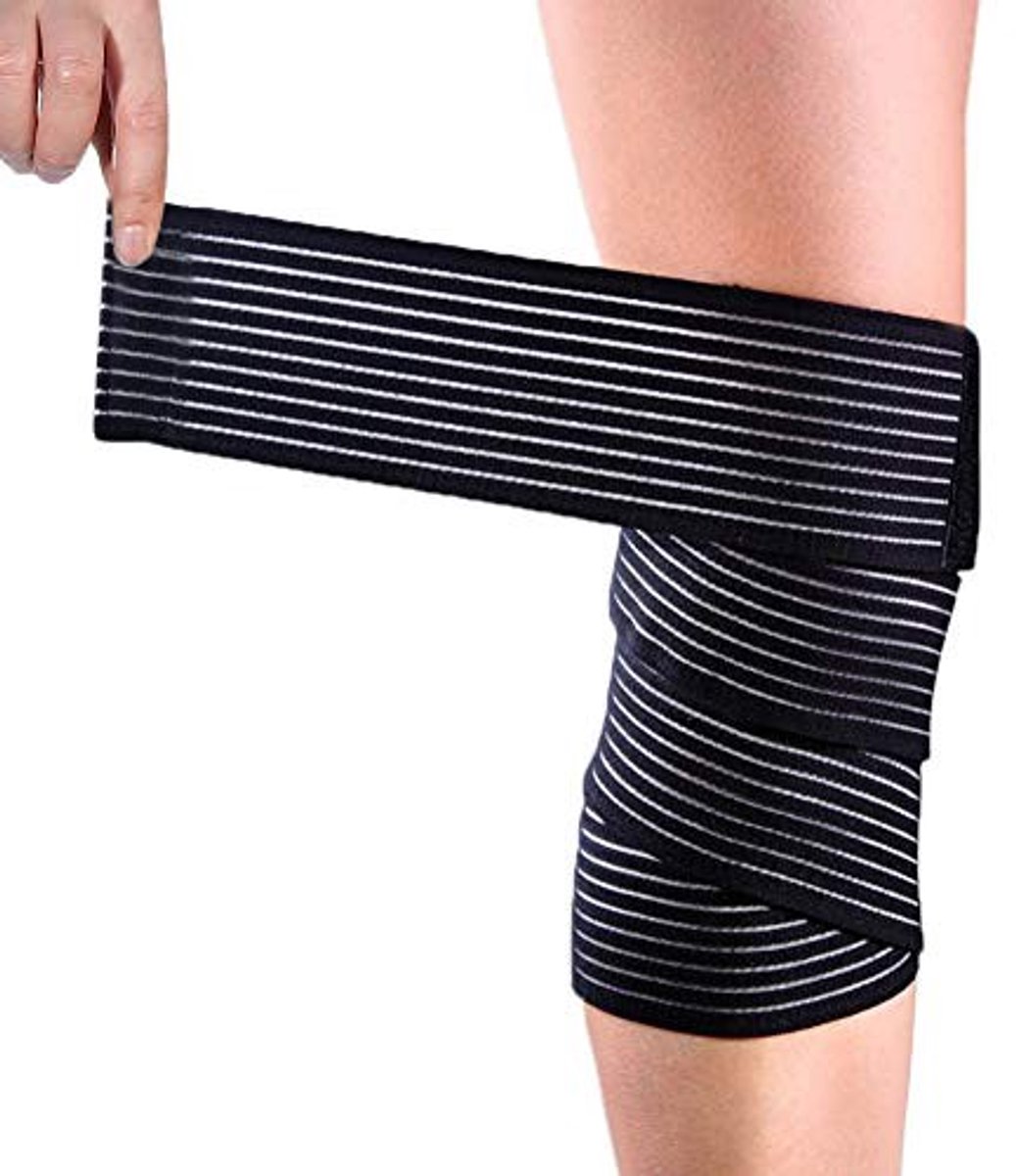 MTTproducts- Compressiezwachtel hoge elasticiteit - Kniebescherming - Ondersteunende sportbandage - Ademend materiaal - Verstelbare elasticiteit - Comfortabele ondersteuning
