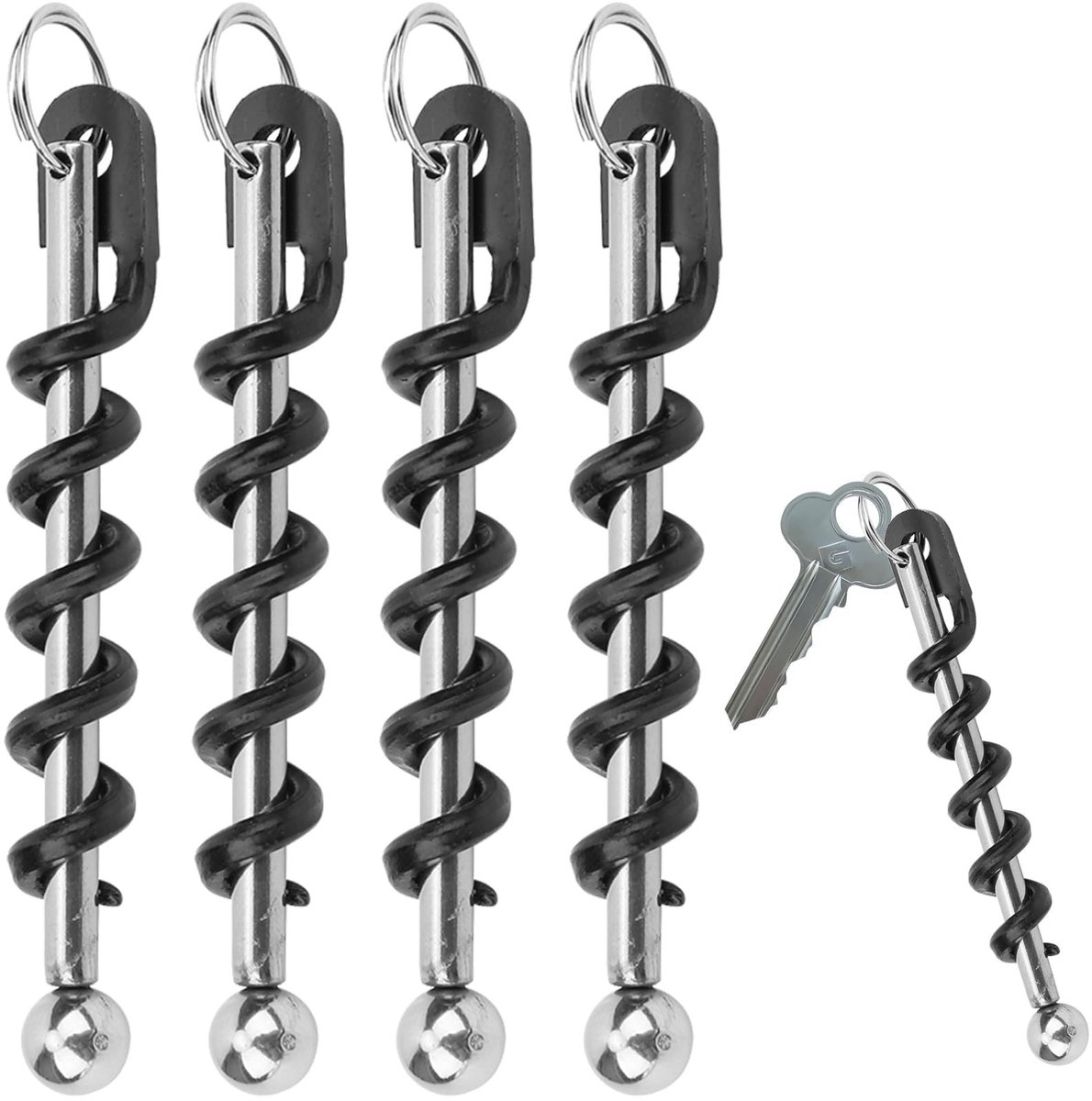MTTproducts- Kurkentrekker Draagbaar - Wijnflesopener - Flesopener - Sleutelhanger - Roestvrij Staal - Multifunctioneel - Wijnopener