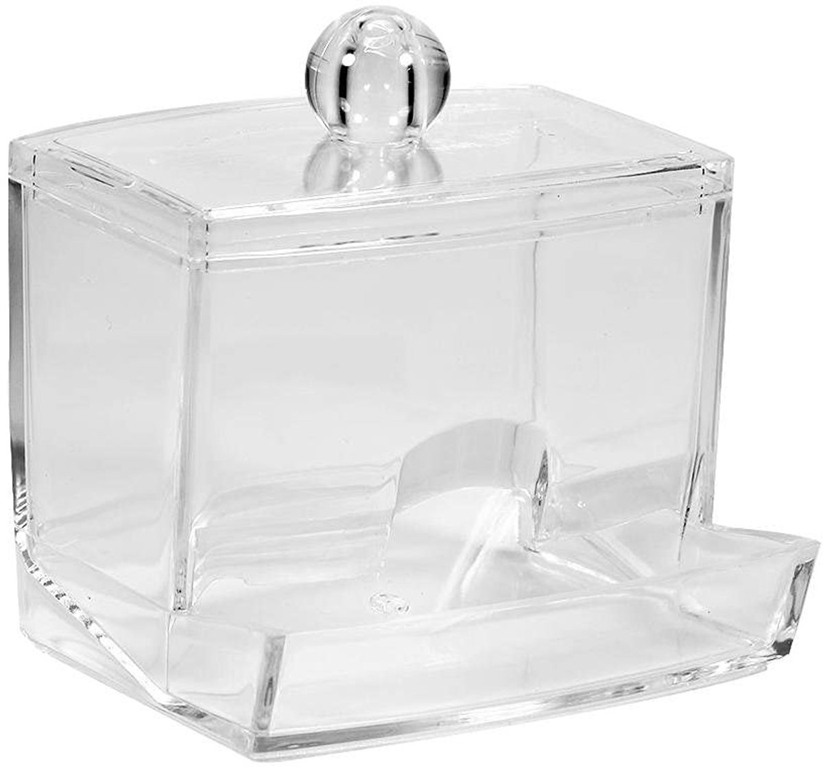 MTTproducts- Wattenstaafjeshouder - Transparante Opbergdoos - Organizer voor Make-up - Lichtgewicht - Makkelijk te Reinigen - Voor Badkamer/Bureau