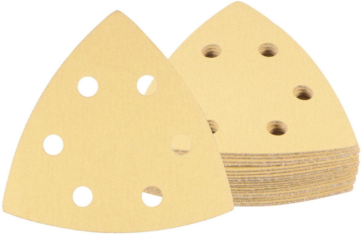 MTTproducts- Schuurpapier Set 20 Stuks - Schuurpapier Driehoek 9,9 x 9,9 x 9,9 cm - Korrel 180 - Antistatisch - Aluminiumoxide - Geschikt voor Houtbewerking - Schuurvellen