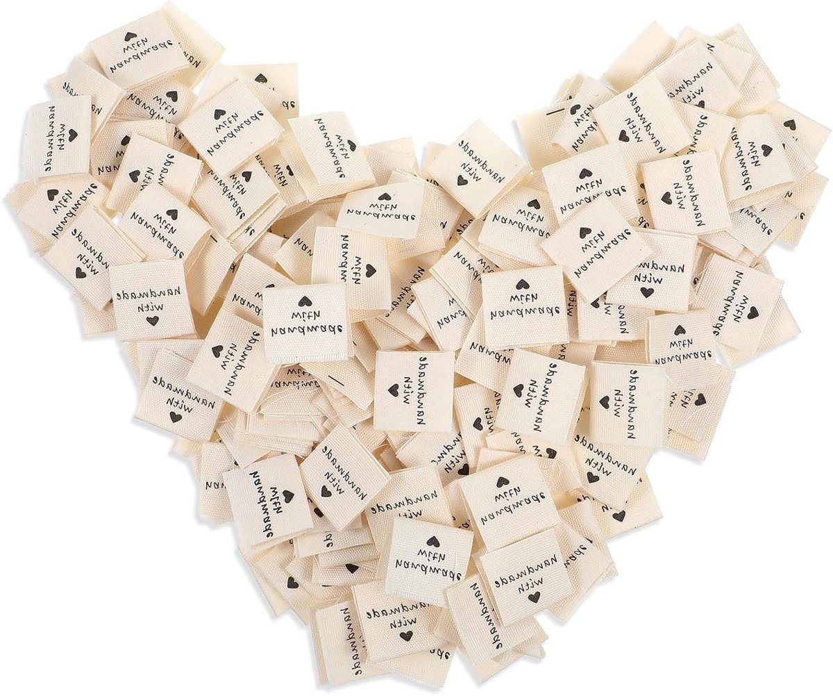 200 Stuks Handgemaakte Labels voor Naaien, Ideaal voor Stoffen, Sjaals en Hoeden