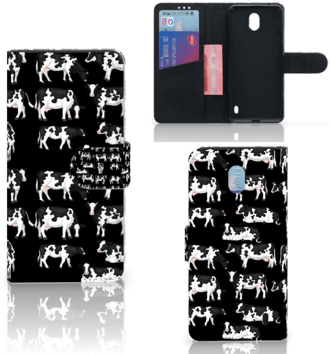 Nokia 1 Plus Telefoonhoesje met Pasjes Koetjes