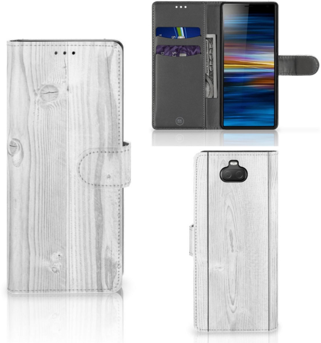 Sony Xperia 10 Book Style Case White Wood