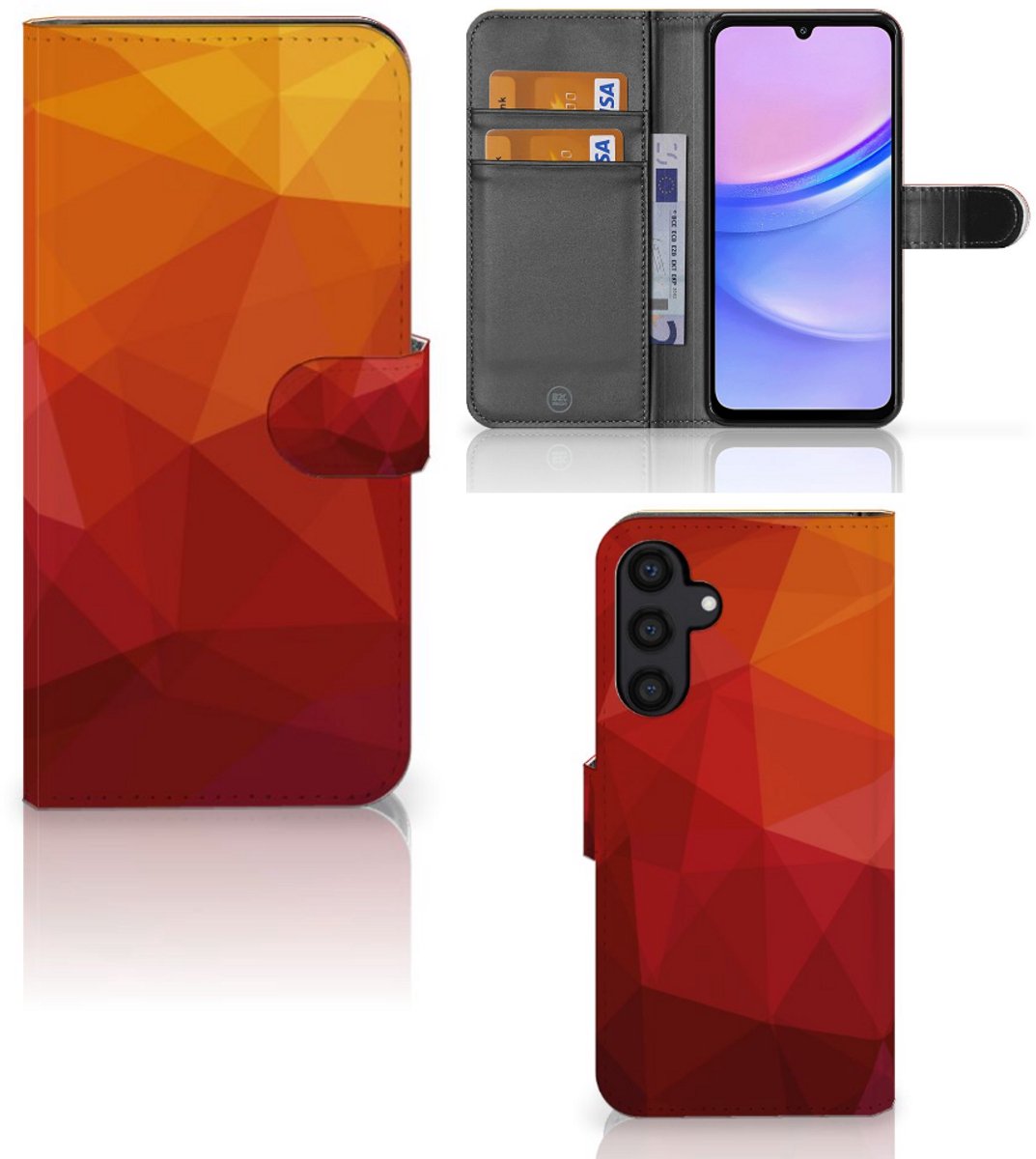 Book Case voor Samsung Galaxy A15 Polygon Red