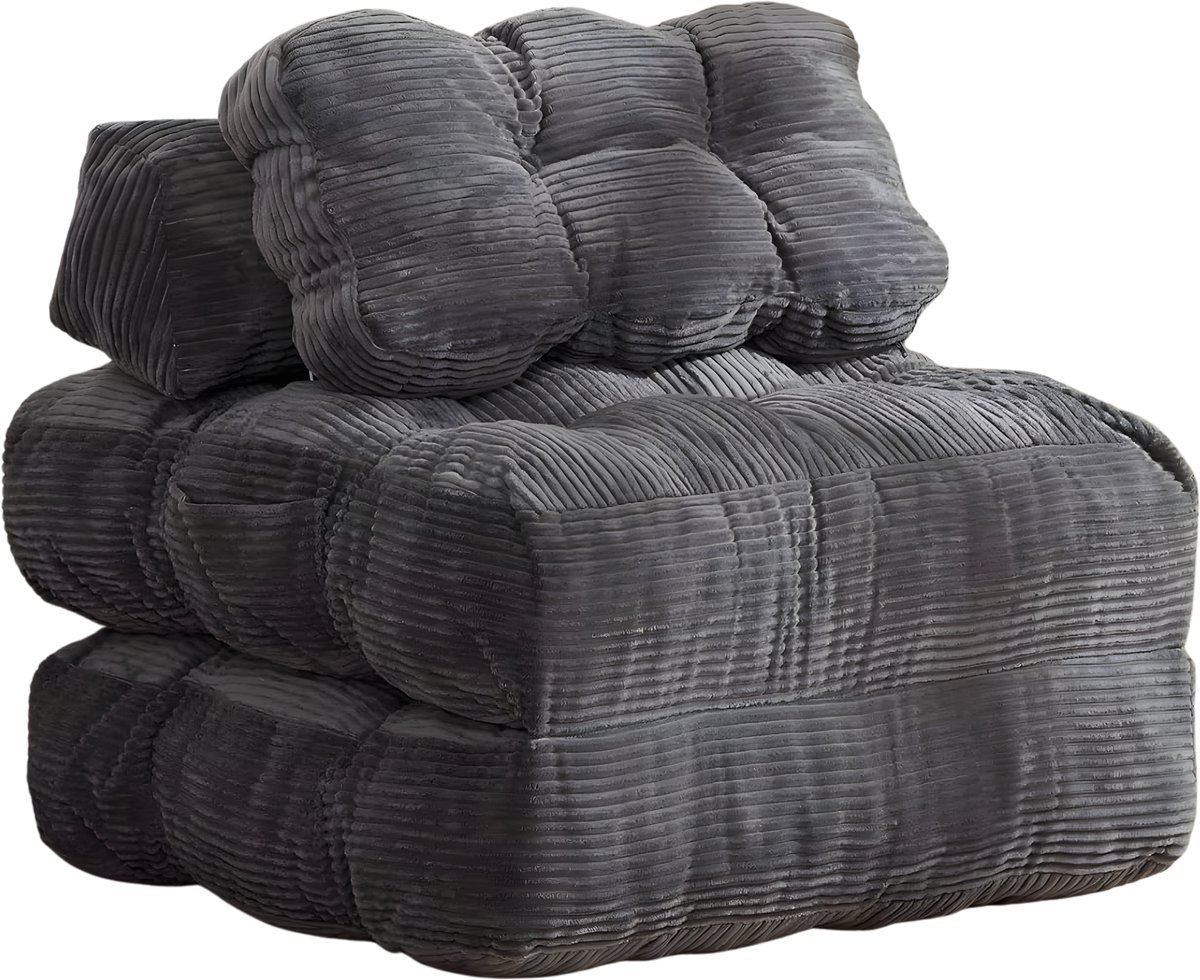 Happiq Slaapbank 1 Persoons - Opklapbare Slaapstoel met Kussen - Donkergrijs Dark Grey