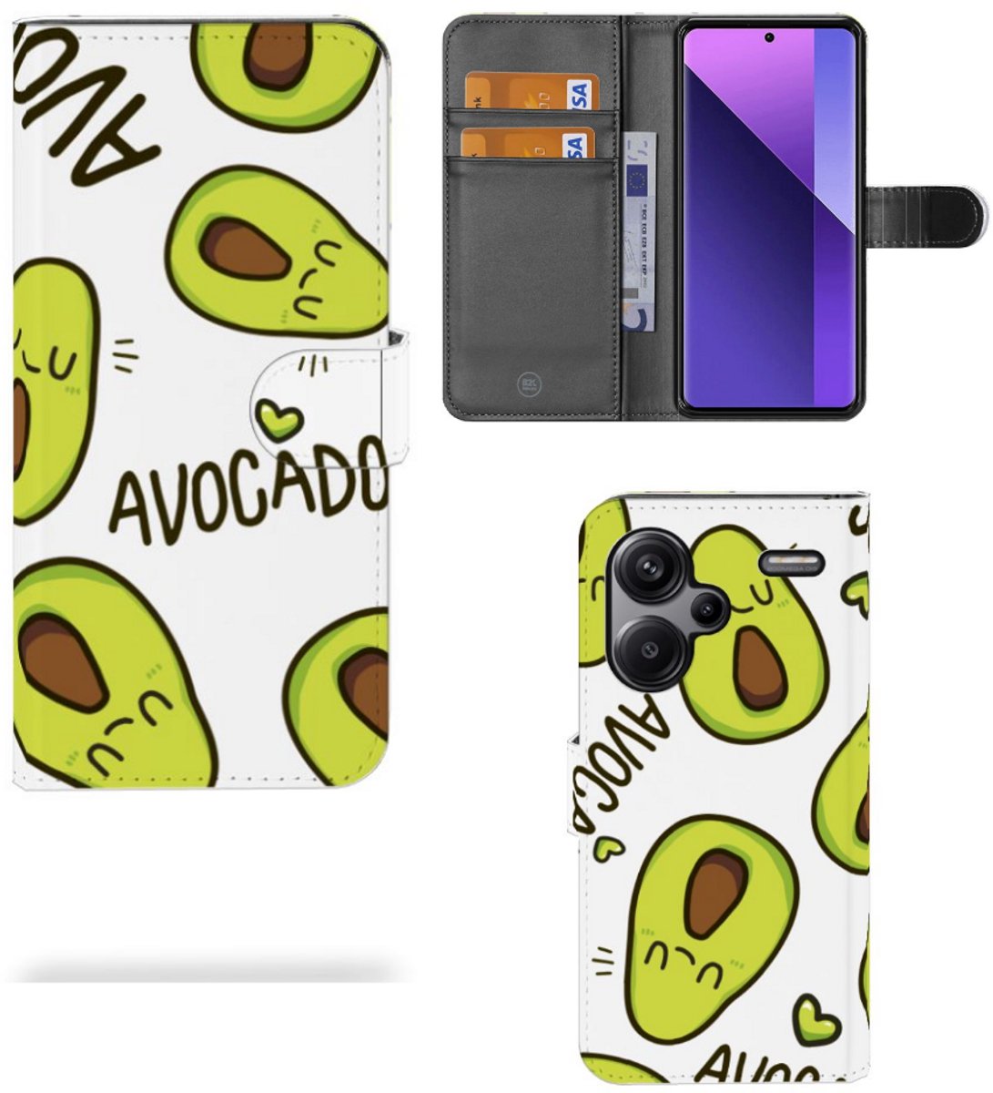 Boekhoesje voor Xiaomi Redmi Note 13 Pro Plus Leuk Hoesje Avocado Singing