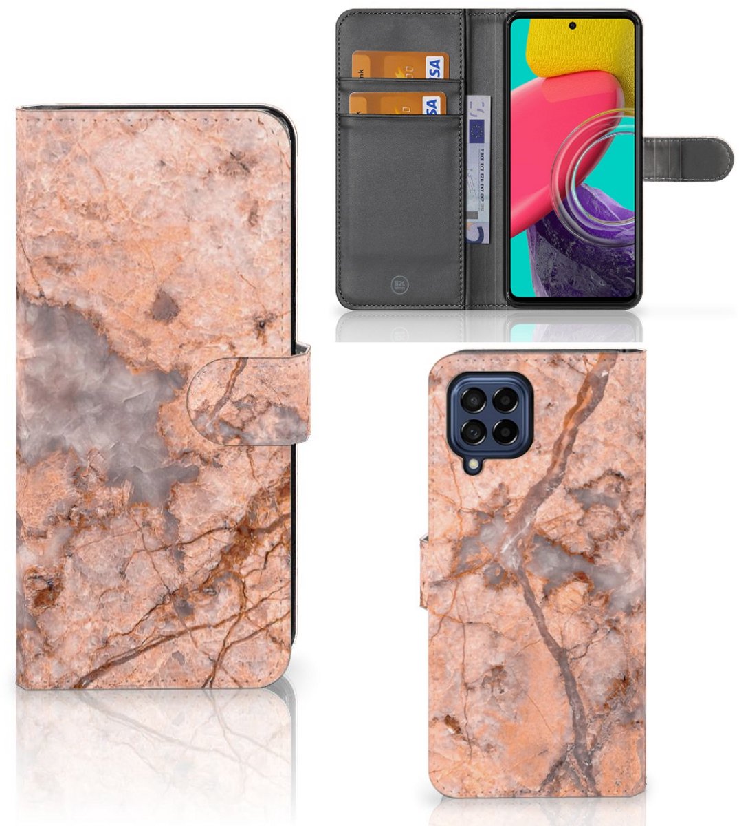 Boekhoesje voor Samsung Galaxy M53 Bookcase Marmer Oranje
