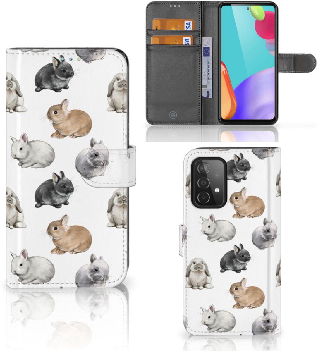Telefoonhoesje met Pasjes voor Samsung Galaxy A52 Konijntjes