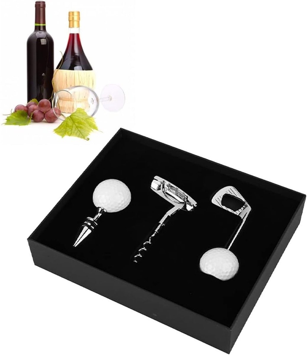 Golf Flesopener Set voor Wijn, Handmatige Kurkentrekker en Golfaccessoires voor Trouwen en Verjaardagen