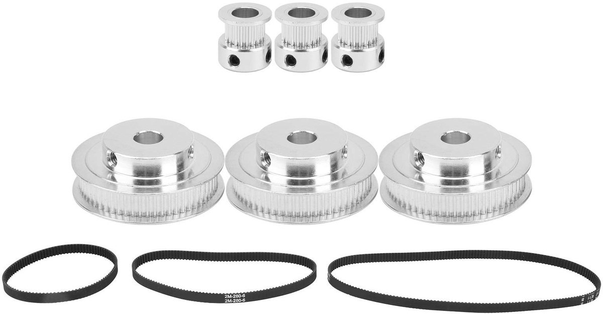 3-delige Aluminium Tandwielset met V-riem voor Freesmachines - 20 & 60 Tanden, 200-400 mm