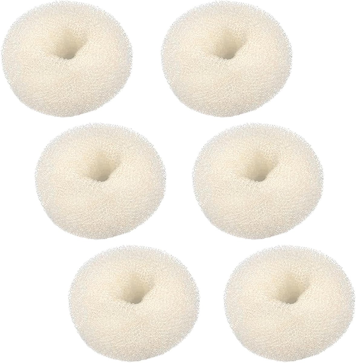 6-delige Haar Bun Maker Set - Witte Bun Kussens voor Bloemenbuns, Top Knots en Updos, Perfect voor Vrouwen en Meisjes met Blond of Beige Haar