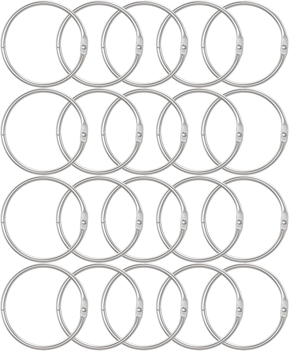 20 x 50 mm metalen ringbanden voor indexkaarten, documenten en foto's - ideaal voor thuis en op kantoor