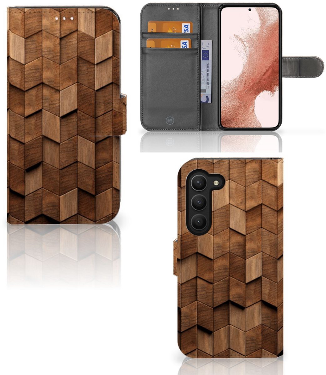 Book Style Case voor Samsung Galaxy S23 Wooden Cubes