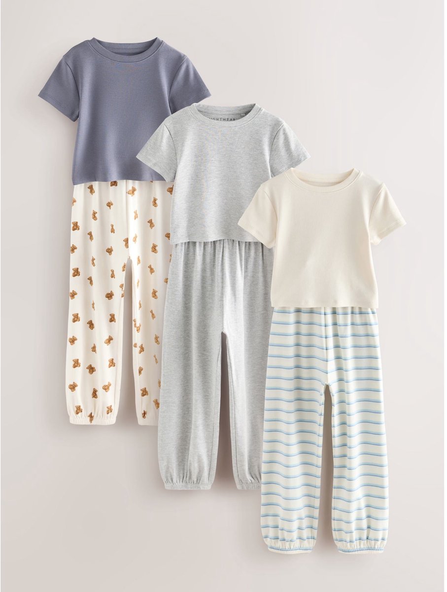 Next - Meisjes - Verpakking van 3 pyjama's met joggingbroek - Blauw