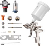 VEVOR Lvlp Verfspuitpistool, Zwaartekrachtspuitpistool en 3 Spuitmonden (1,3/1,4/1,7 mm), 600 Ml Inhoud, Verfspuitset met Luchtregelaar voor Meubels, Autolakken en Doe-Het-Zelfprojecten