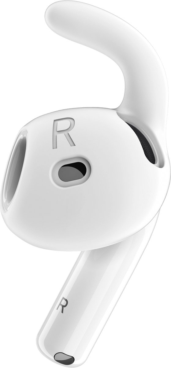 Keybudz EarBuddyz Oorhaken AirPods 4 – Veilige en Comfortabele Pasvorm – Passieve Geluidsisolatie – Ion Pure Antimicrobiële Technologie - Wit