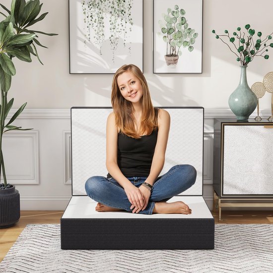 Vouwmatras Traagschuim - Logeerbed Reismat - Kamperen Gasten Ontvangen - Drievoudig Opvouwbaar Ontwerp - 190x97x8 cm - Wit — afbeelding 3