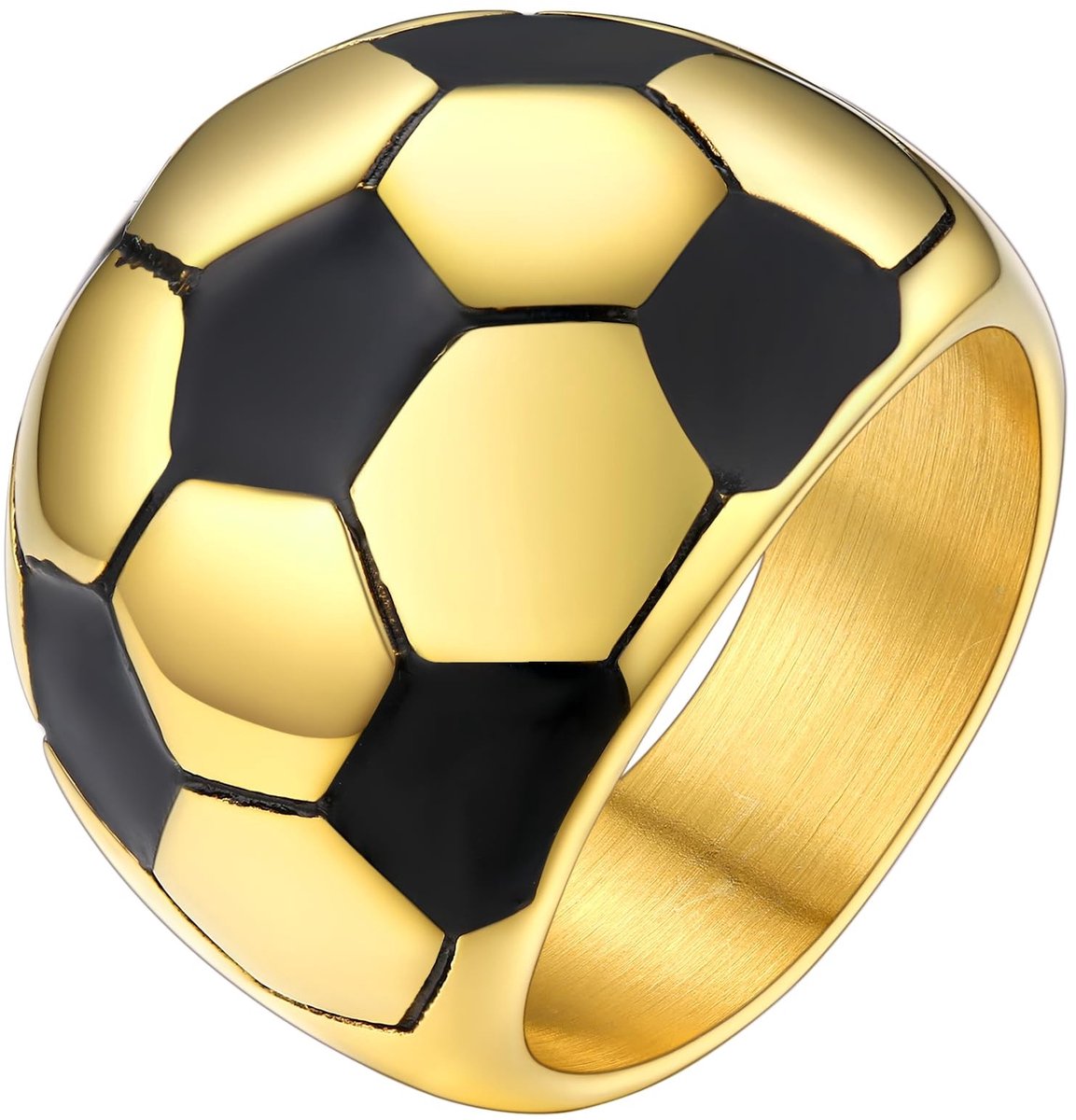PROSTEEL Heren Voetbalring - Gepersonaliseerd, RVS/Goud Geplateerd, Inclusief Verzenddoos