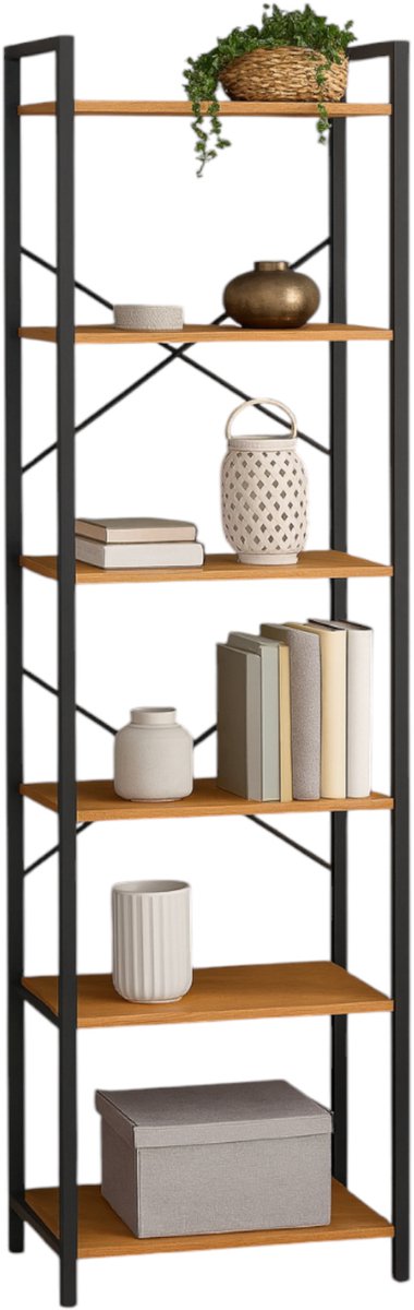BEGRYF - Boekenkast - eikenkleur - 6 legplanken - 66x30x186 cm