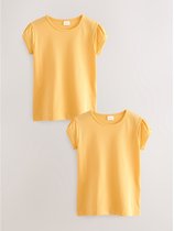 Next - Meisjes - 2 -pack T-shirts met pofmouwen - Geel