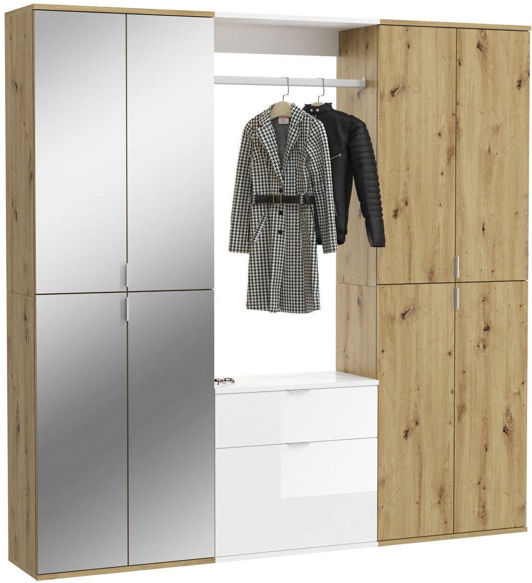 Kledingkast Projekt X Emob - Artisan Oak & Wit - 183x193x34 Cm