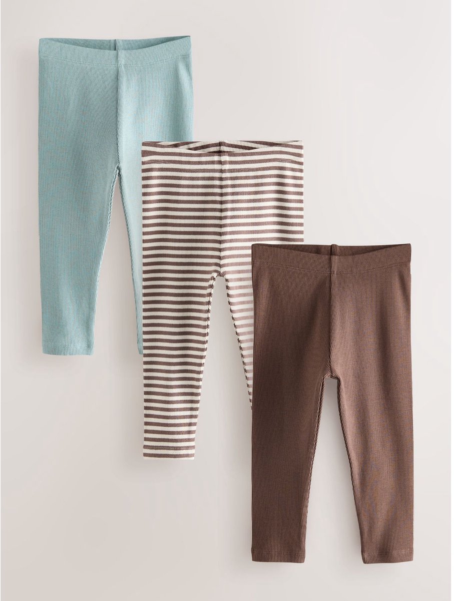 Next - Jongens - Set van 3 leggings - Bruin