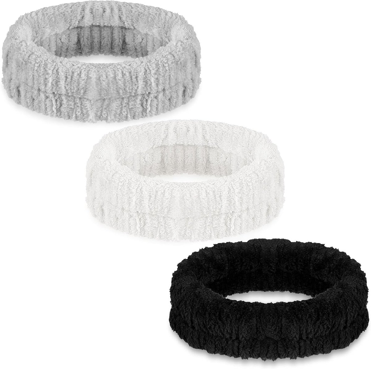 Set van 3 Fluffy Haarbanden voor Spa en Schoonheidsverzorging, Ideaal voor Make-up en Douchen, Unisex Haaraccessoires